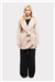 THE COMO FUR CUFF CARDIGAN - BEIGE