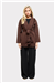 THE COMO FUR CUFF CARDIGAN - BROWN