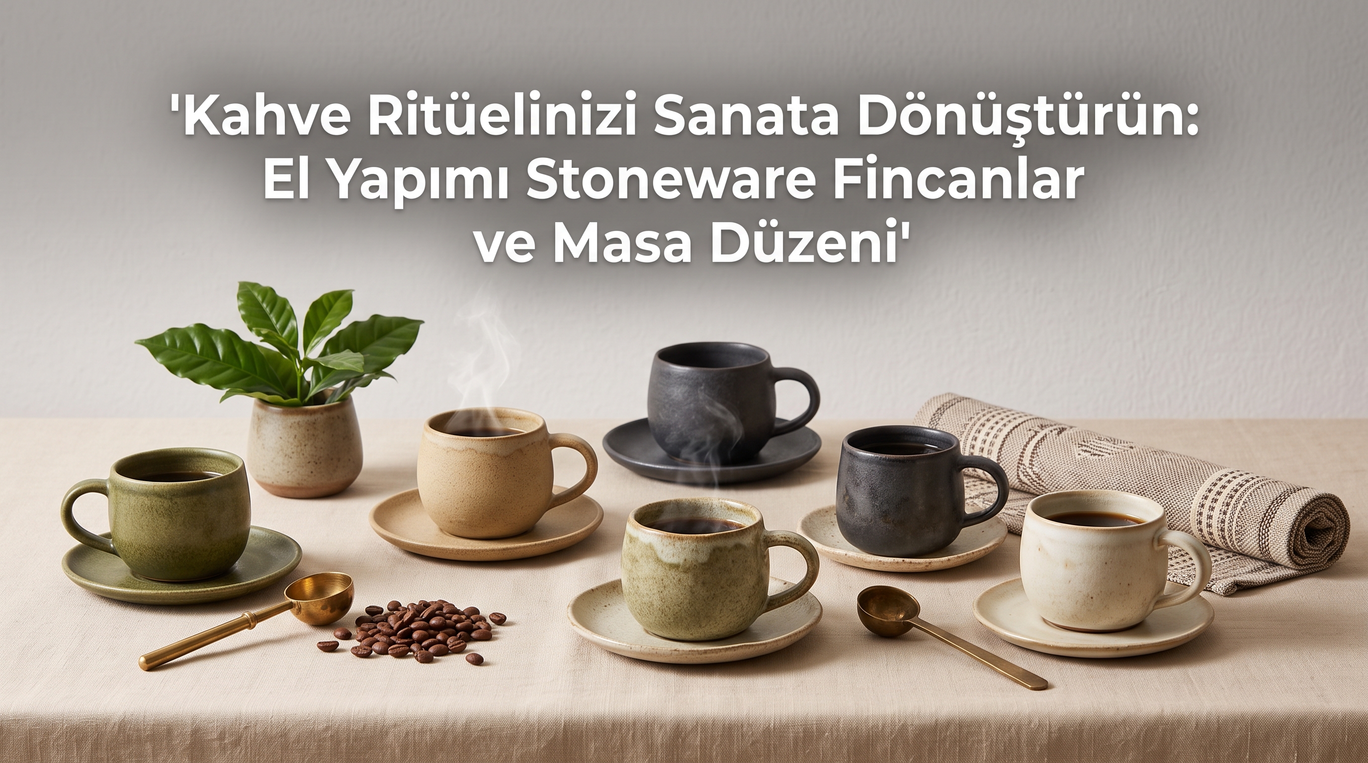 Kahve Ritüelinizi Sanata Dönüştürün: El Yapımı Stoneware Fincanlar ve Masa Düzeni