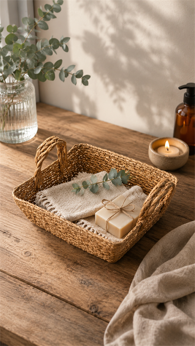 Natura Doğal Dikdörtgen Hasır Organizer Ekmek Sepeti (22x18x8 cm)