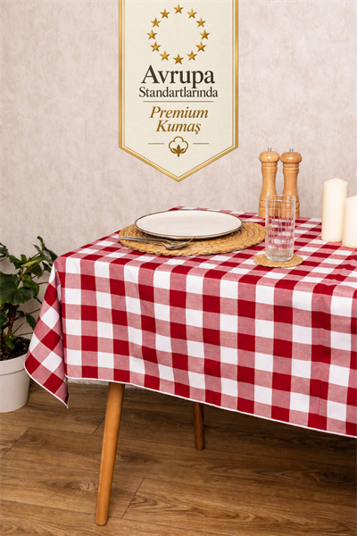Premium Kumaş Sofir Masa Örtüsü - %100 Pamuk, Leke tutmaz, Üst Kalite - Bordo
