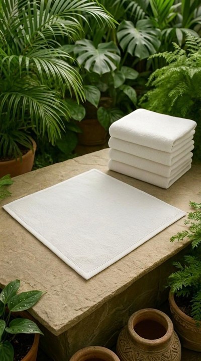 Velur %100 Pamuk Doğal Misafir Havlusu 6 Adet - Beyaz - 30X30 cm