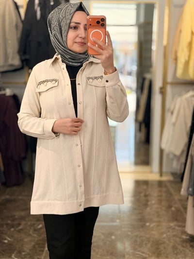 1015 Keten Giy Çık Kap | Krem