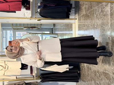 140221 Kemerli Ceket | Krem