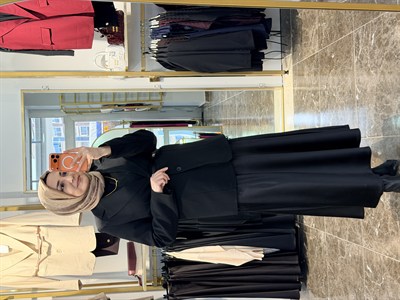 140221 Kemerli Ceket | Siyah