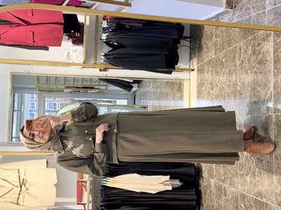 1609 Etekli Taşlı Takım | Yeşil