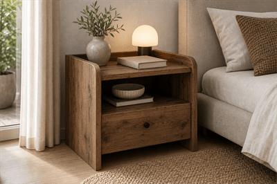 GaniHome Asya Modern Komodin - Çekmeceli ve Raflı Yatak Odası Sehpası Gece Masası