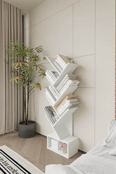 Kitap Ağacı Dekoratif Zigzag Kitaplık 140 cm