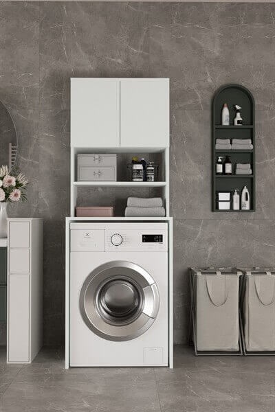 Vera-2 Kapaklı Çamaşır Makinesi Dolabı 65 cm