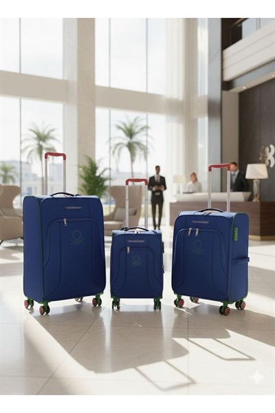 Unisex 3'lü Valiz Seti Lüx Kumaş Valiz Mavi mavi su geçirmez genişletilebilir valiz seti bnt3100