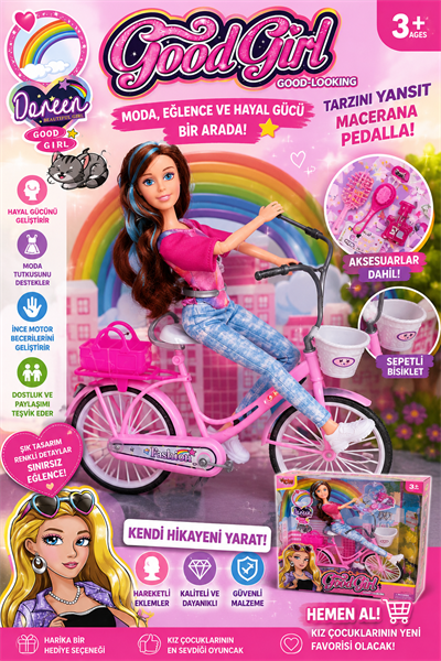 Good Girl Bisikletli Oyuncak Bebek Seti