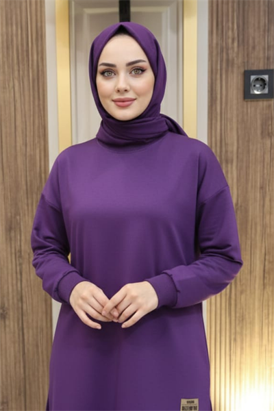 TunikBala GiyimBala GiyimArmalı Yırtmaçlı Tesettür Tunik - B1001-Mor