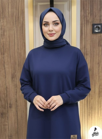 TunikBala GiyimBala GiyimArmalı Yırtmaçlı Tesettür Tunik B1001-Lacivert