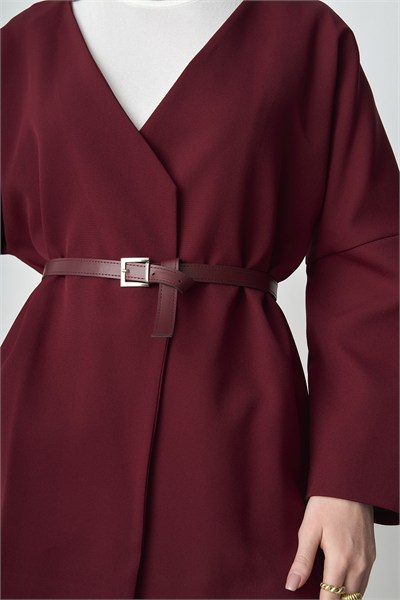 Kadın Kemerli Kimono Astarlı Şık Ceket