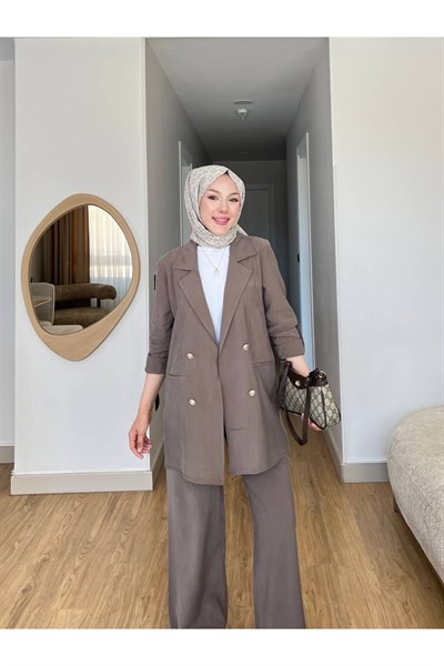 Kadın Modal Ceket Pantolon Rahat Takım
