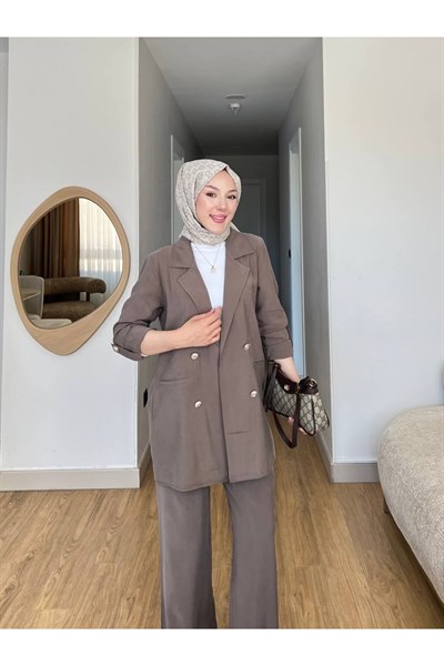 Kadın Modal Ceket Pantolon Rahat Takım