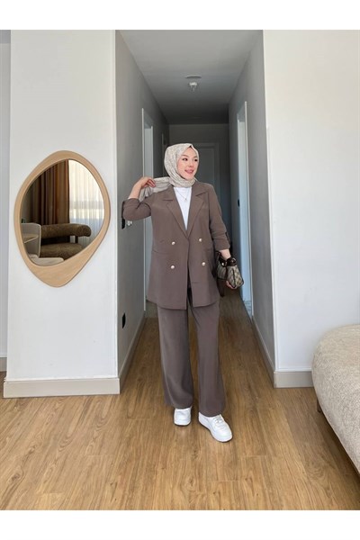 Kadın Modal Ceket Pantolon Rahat Takım