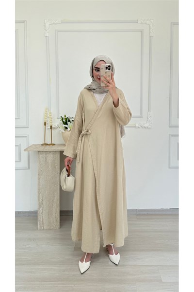 Kadın Muslin Kimono Uzun Pardesü