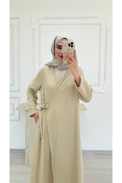 Kadın Muslin Kimono Uzun Pardesü