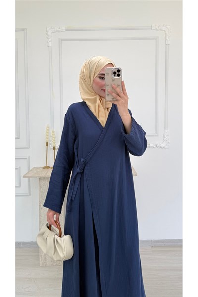 Kadın Muslin Kimono Uzun Pardesü