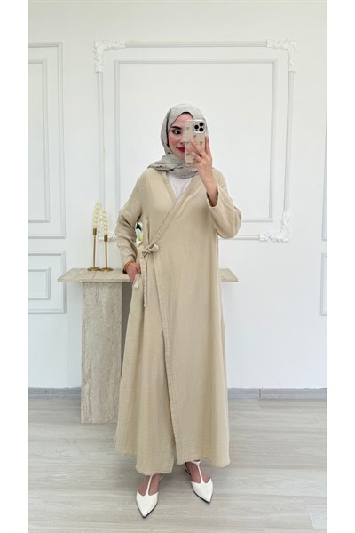 Kadın Muslin Kimono Uzun Pardesü