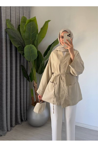 Kadın Oversize Muslin Pamuklu Kimono Midi Tunik