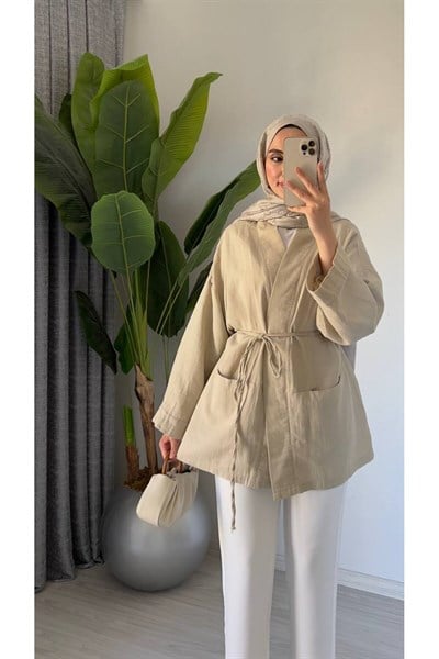 Kadın Oversize Muslin Pamuklu Kimono Midi Tunik