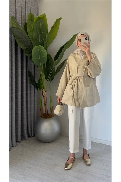 Kadın Oversize Muslin Pamuklu Kimono Midi Tunik