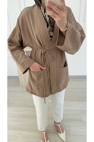 Kadın Oversize Muslin Pamuklu Kimono Midi Tunik