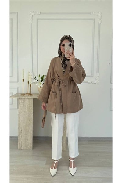 Kadın Oversize Muslin Pamuklu Kimono Midi Tunik