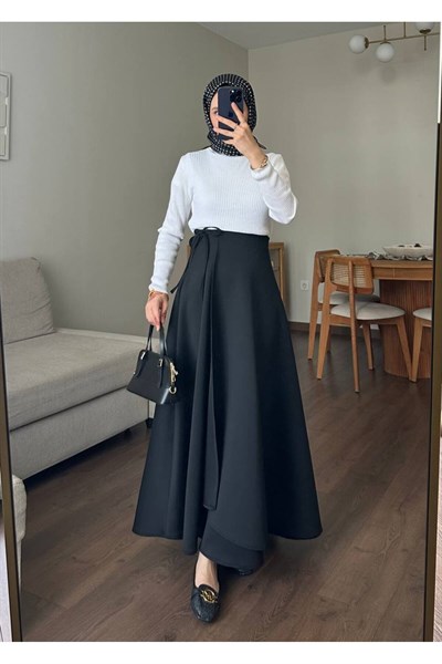 Kadın Yandan Bağlamalı Tesettür Uzun Etek