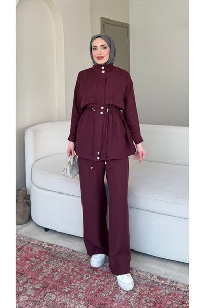 Molly Nelly Kadın Beli Bağcıklı Pantolon Takım