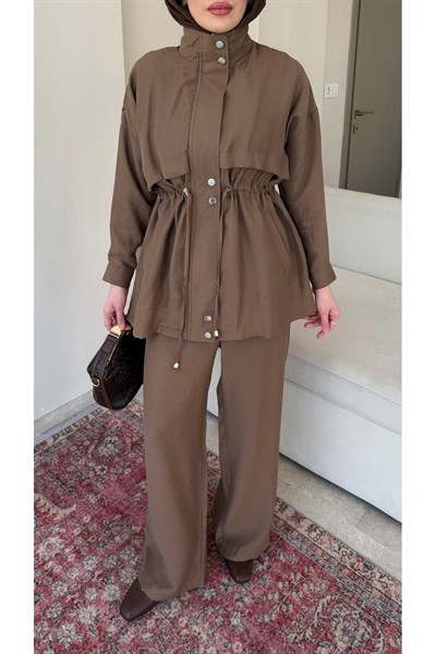 Molly Nelly Kadın Beli Bağcıklı Pantolon Takım