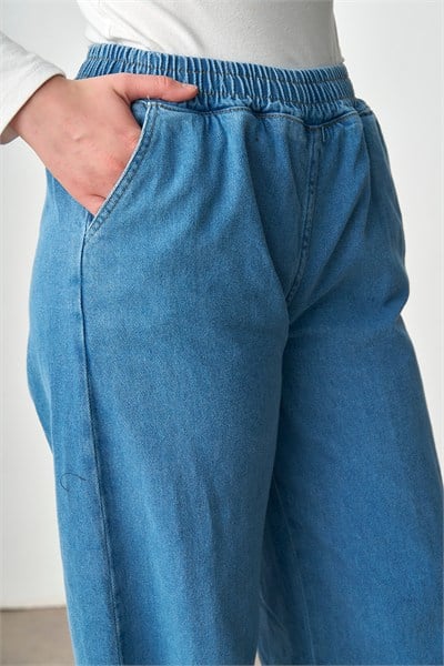 Molly Nelly Kadın Beli Lastikli Bol Paça Kot Pantolon