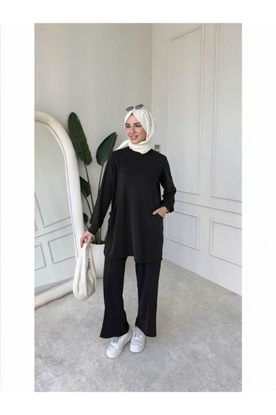 Molly Nelly Kadın Cepli Uzun Bluz Pantolon Takım