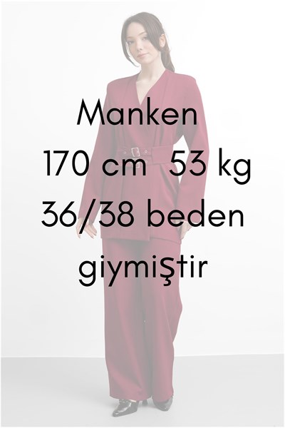 Molly Nelly Kadın Çift Kemerli Ceket Pantolon Takım