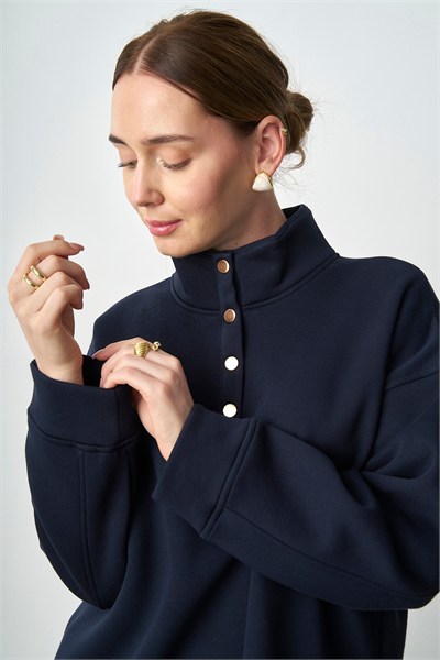 Molly Nelly Kadın Çıtçıtlı Uzun Tesettür Sweat