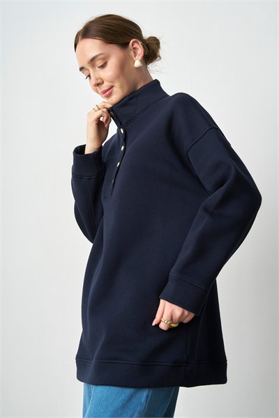 Molly Nelly Kadın Çıtçıtlı Uzun Tesettür Sweat