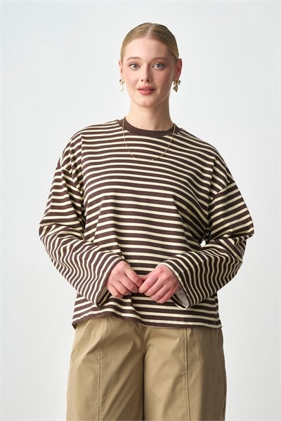 Molly Nelly Kadın Çizgili Body Sweat