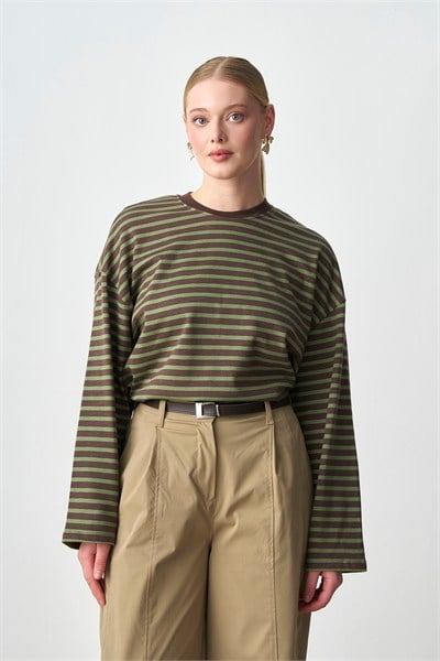 Molly Nelly Kadın Çizgili Body Sweat