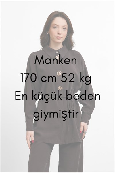 Molly Nelly Kadın Gold Gömlek Detaylı Pantolon Takım