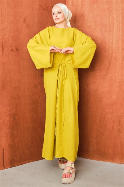 Molly Nelly Kadın Oversize Muslin Bağlamalı Elbise