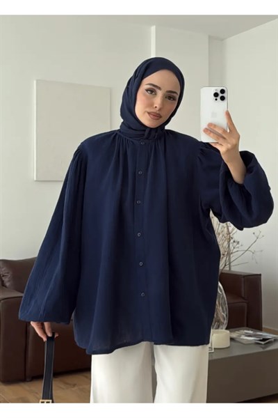 Molly Nelly Kadın Oversize Muslin Gömlek