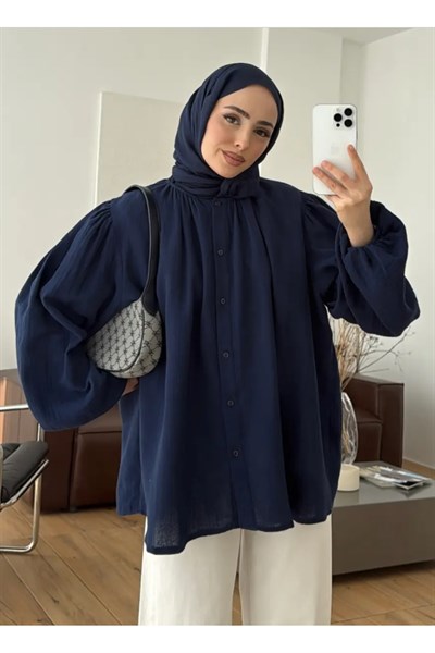 Molly Nelly Kadın Oversize Muslin Gömlek