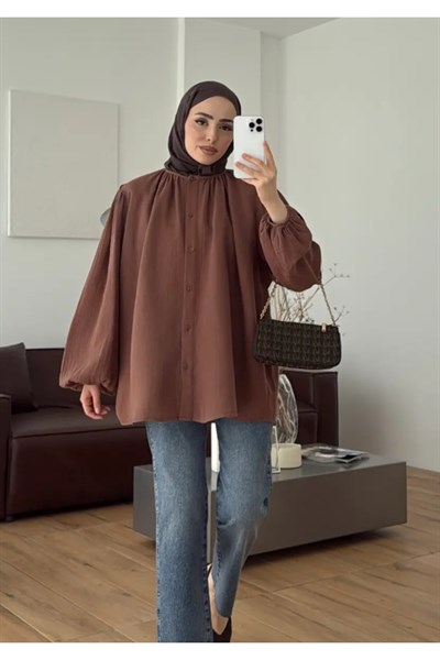 Molly Nelly Kadın Oversize Muslin Gömlek