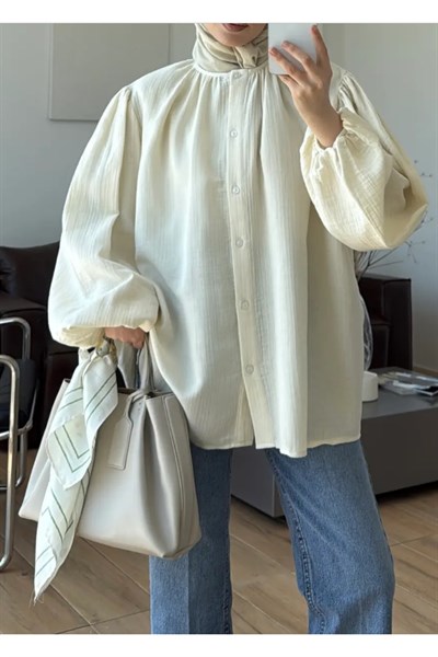 Molly Nelly Kadın Oversize Muslin Gömlek