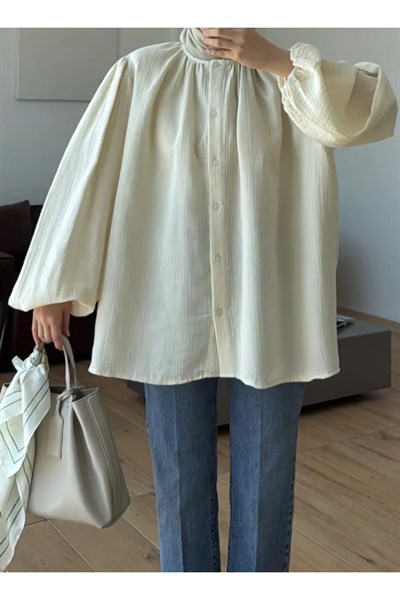 Molly Nelly Kadın Oversize Muslin Gömlek