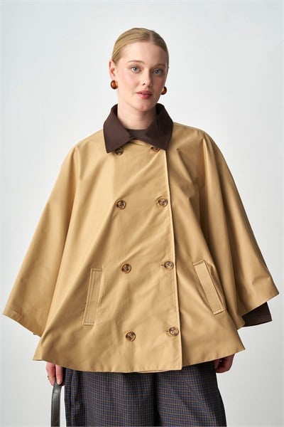 Molly Nelly Kadın Oversize Trençkot Panço