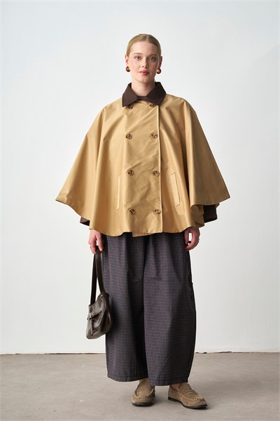 Molly Nelly Kadın Oversize Trençkot Panço