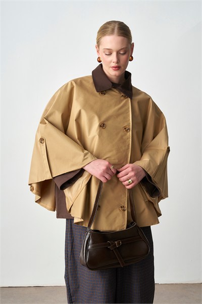 Molly Nelly Kadın Oversize Trençkot Panço